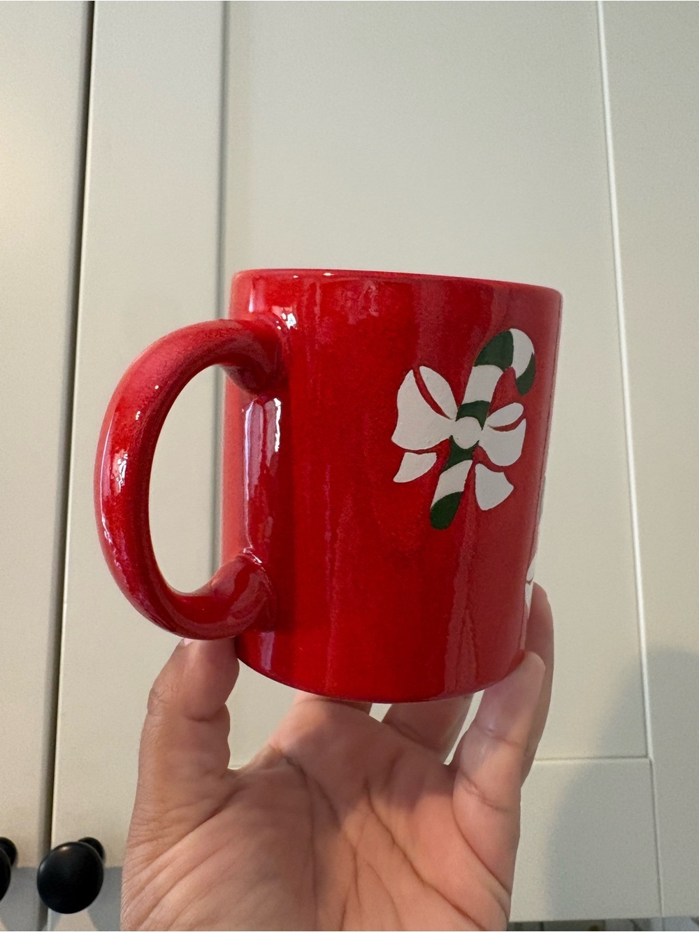 Vintage Waechtersbach Germany Red Ceramic Mug With Green and White Candy Canes - Picture 3 of 9